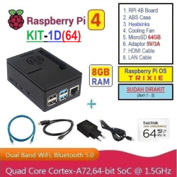 KIT-1D(64)  Raspberry Pi 4 (8GB RAM) - Complete SET (MicroSD 64GB)
